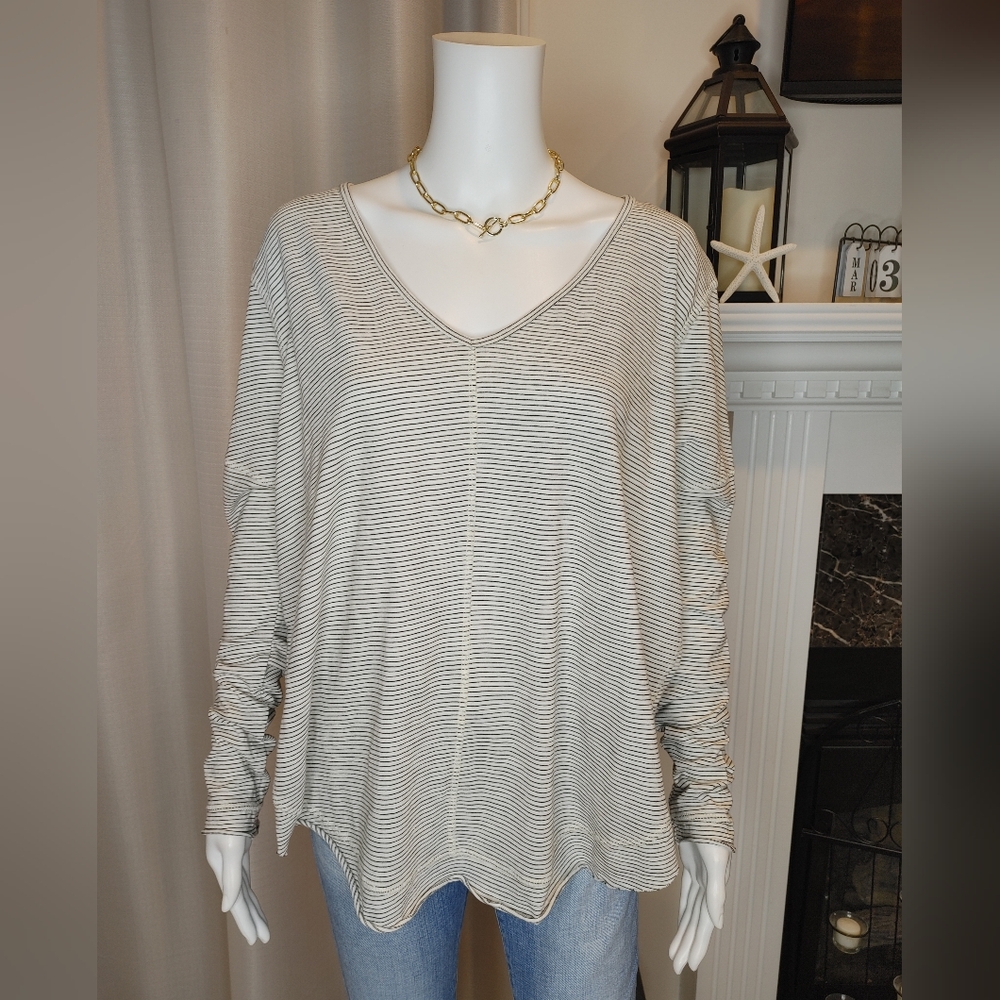 BP STRIPED VNECK COTTON TUNIC L